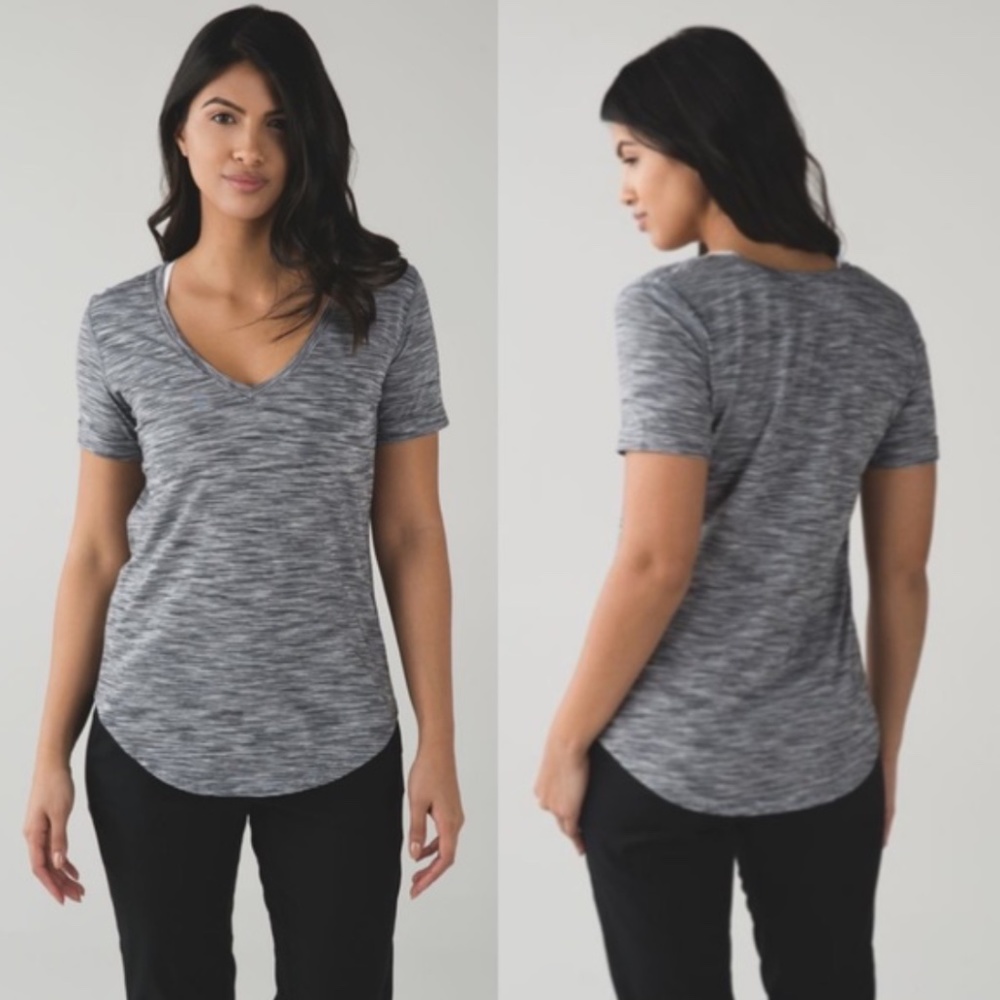 Lululemon Love Tee II in Space Dye White Black
